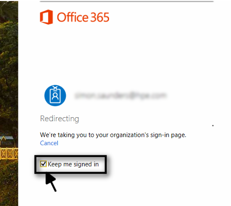 Keep me signed in Office 365